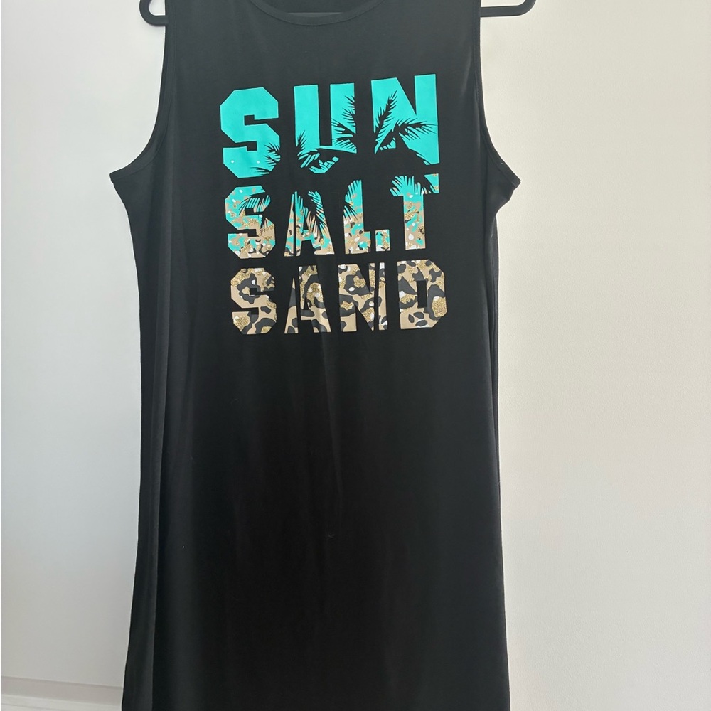 Black Sleeveless Dress Leopard Print, Size XL